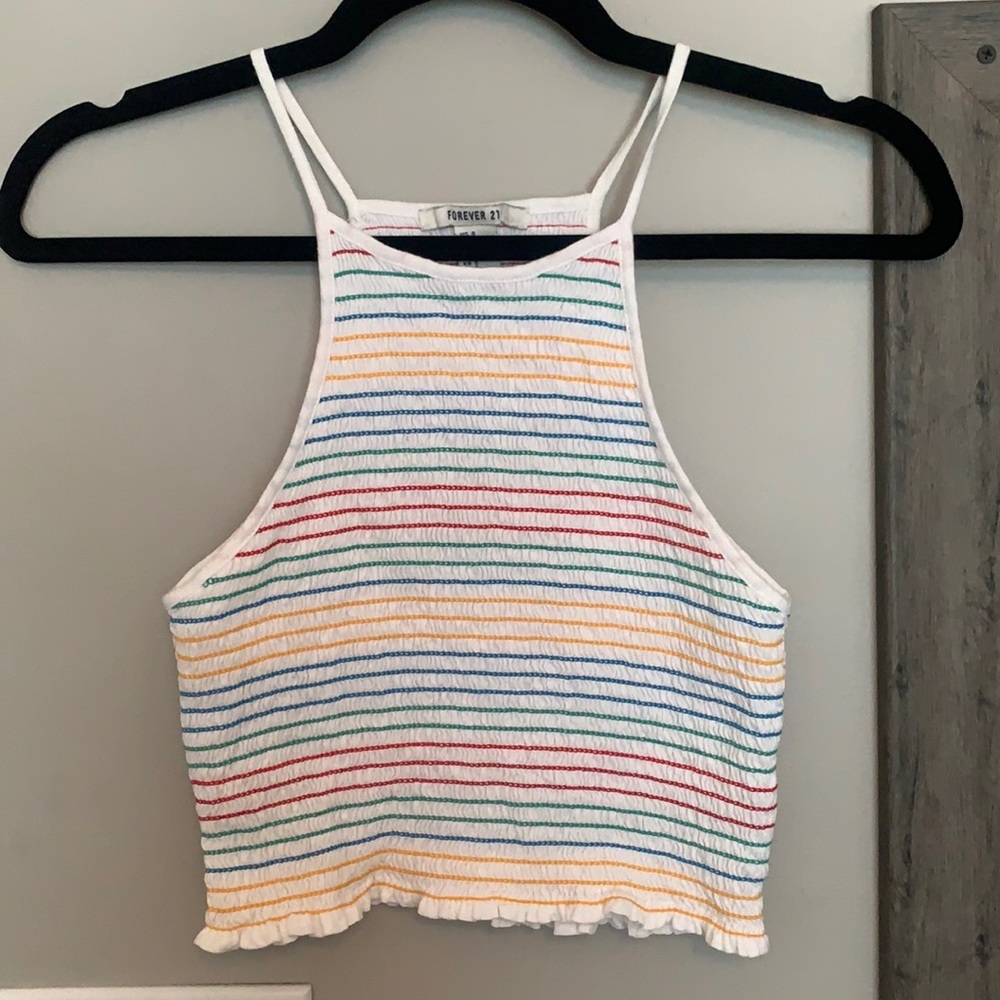 Forever 21 Shirred Cropped Halter Top